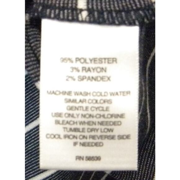 Signature Studio Navy White Striped Shift Dress Ruffle Sleeve Casual Comfy Large - Picture 5 of 5